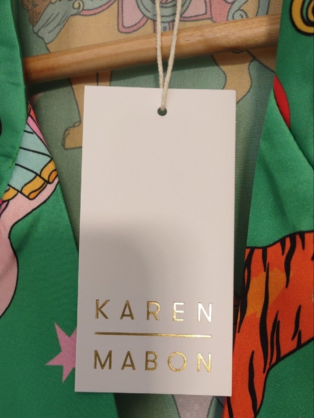 Karen Mabon Carousel Satin Pajama Set Medium M Whimsical Luxury Sleepwear.NWTS - Picture 4 of 15